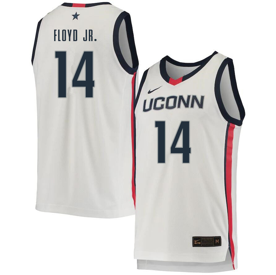 Men #14 Corey Floyd Jr. Uconn Huskies College Basketball Jerseys Sale-White - Click Image to Close